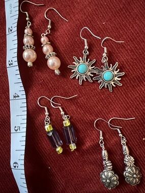 Turquoise Sunburst Drop Earrings - Women Jewelry Earrings
$30 for 4 pair